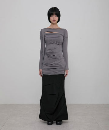Asymmetrical Draped Long Dress